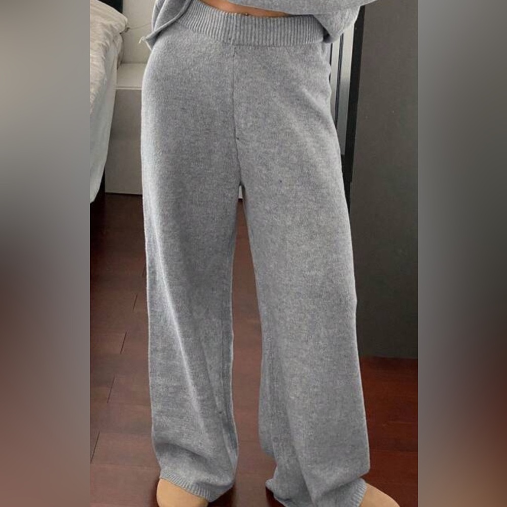 Cozy Grey Knit Lounge Pants
